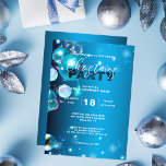 Ruhig Blue Winter Night Corporate Weihnachten Einladung<br><div class="desc">Laden Sie Ihre Gäste mit dieser einzigartigen Weihnachtsfeier-Party Einladung ein! Das Design ist blau gehalten und erinnert an einen ruhigen Nachthimmel im Winter. Inmitten dieser ruhigen Kulisse schweben blaue Weihnachtsbaumbläschen und Bläschen unterschiedlicher Größen, deren Farbtöne von Azurblau bis aquamarin und silber reichen und eine Touch von Launen hinzufügen. Auf der...</div>