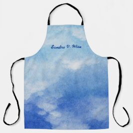 Ruhig Custom Sky Dreams Wasserfarbe Blau & Weiß Schürze