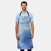 Ruhig Custom Sky Dreams Wasserfarbe Blau & Weiß Schürze (Getragen)