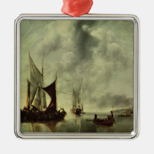 Ruhig oder, Boote nahe der Küste, nach 1651 Silbernes Ornament