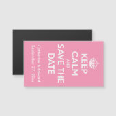 Ruhig und Save the Date glücklich Rosa und Weiß be Magnetkarte (Vorne/Hinten)