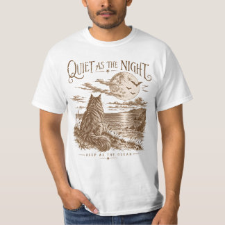 Ruhig wie die Nacht Maine Coon Mond Ozean Kunst T-Shirt