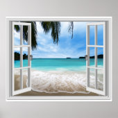 Ruhige 3D-Sicht auf Meer und Strand Poster (Vorne)