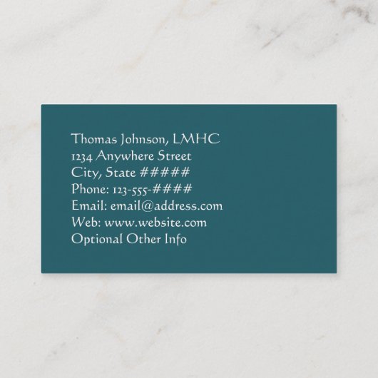 Ruhige Aquamarine Schuppenflechte Psychotherapie o Visitenkarte (Rückseite)