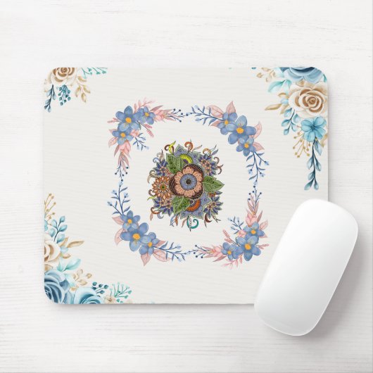 Ruhige Aquarell-Garten – Helles florales Design Mousepad (Mit Mouse)