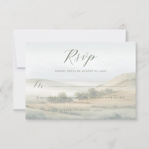 Ruhige Aquarell-Landschaft RSVP Karte