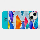 Ruhige Aquarellschirme mit Namen Case-Mate iPhone Hülle (Rückseite (Horizontal))