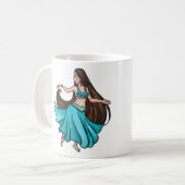 Ruhige Bauchtänzerin in Türkis Kaffeetasse (Vorderseite Links)