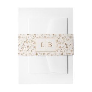 Ruhige Beige Florale Botanische Initialen Einladungsbanderole