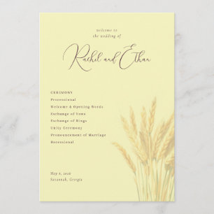 Ruhige Beige-Weizen-Hochzeitseinladungen Programm