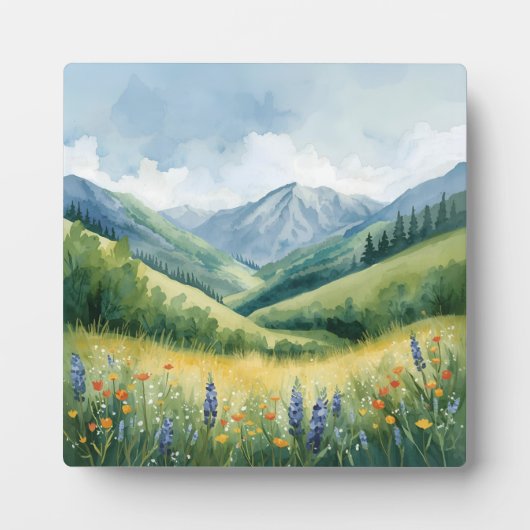 Ruhige Berglandschaft - Aquarellwald Fotoplatte (Vorderseite)