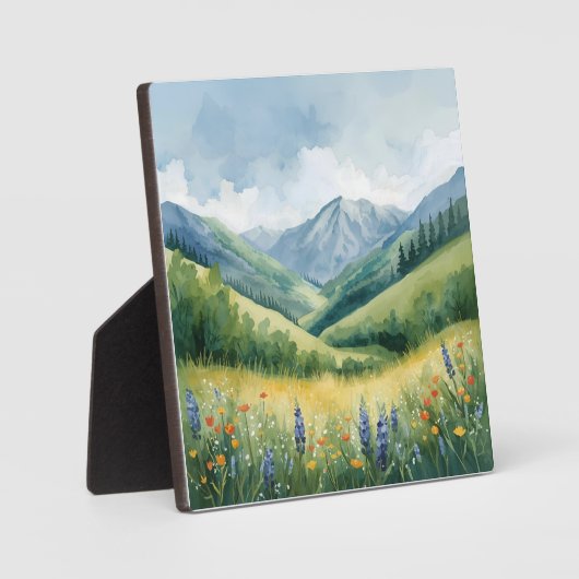 Ruhige Berglandschaft - Aquarellwald Fotoplatte (Vorderseite)