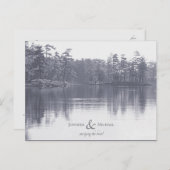 ruhige Bergsee-Landschaft antikblau grau Ankündigungspostkarte (Vorne/Hinten)