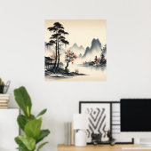 Ruhige Bergwelt Poster (Heimbüro)