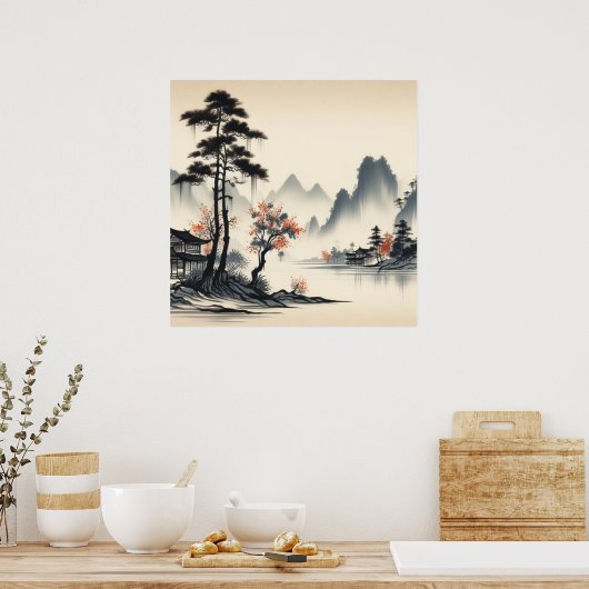 Ruhige Bergwelt Poster (Küche)