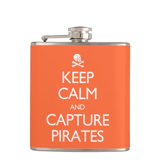 Ruhige Bilder behalten und Piraten in beliebiger F Flachmann (Vorderseite)