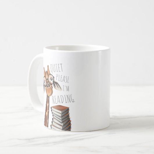 Ruhige bitte, ich lese - Giraffe-Tasse Kaffeetasse (Vorderseite Links)