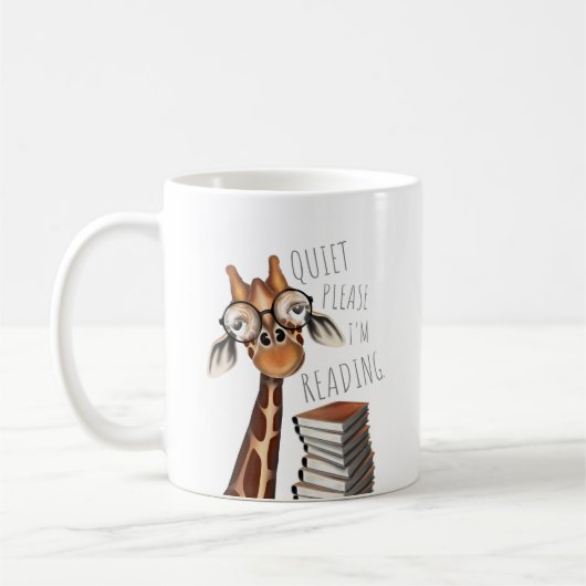 Ruhige bitte, ich lese - Giraffe-Tasse Kaffeetasse (Links)