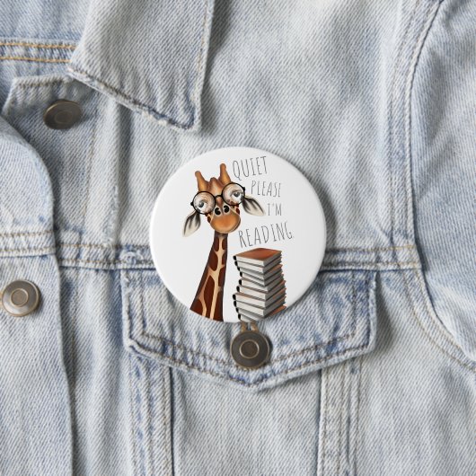 Ruhige Bitte lese, buche Lover Giraffe Abzeichen Button (Beispiel)