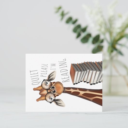 Ruhige Bitte lese ich - Giraffe Postkarte (Stehend Vorderseite)