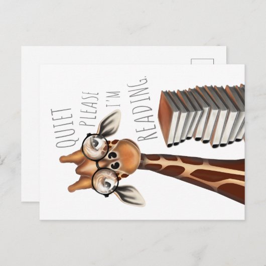 Ruhige Bitte lese ich - Giraffe Postkarte (Vorne/Hinten)