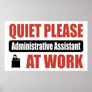 Ruhige bitte Verwaltungsassistentin am Arbeitsplat Poster