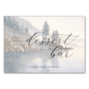 Ruhige Blaue Aquarell-Landschaft Dessertbar Tafel Tischnummer