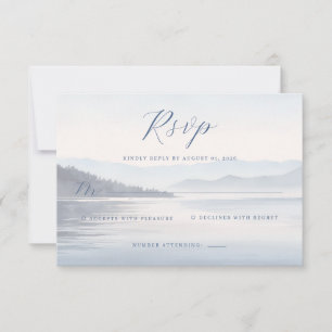 Ruhige Blaue Aquarell-Landschaft RSVP Karte