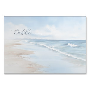 Ruhige blaue Aquarell-Strandwellen Tischnummer