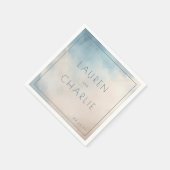 Ruhige Blaue Aquarellnamen Serviette (Ecke)