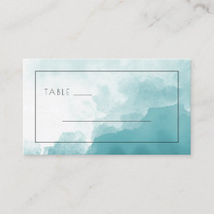 Ruhige Blaue Aquarellwellen Platzkarte