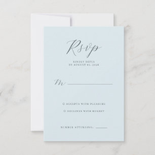 Ruhige Blaue Minimalistische RSVP Karte