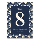 Ruhige Blaue Muschelschale Tischnummer (Rückseite)