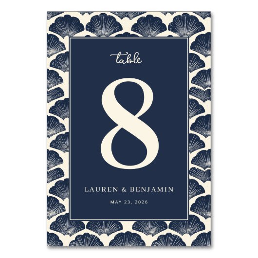 Ruhige Blaue Muschelschale Tischnummer (Vorderseite)