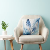 Ruhige blaue und weiße Federn Kissen (Stuhl )