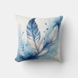 Ruhige blaue und weiße Federn Kissen