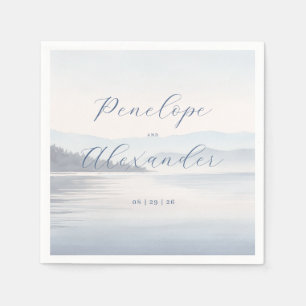 Ruhige Blaue Wasserfarbenlandschaft Serviette