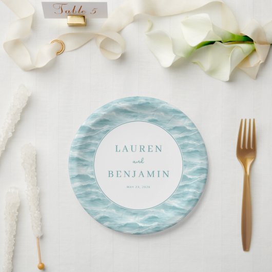 Ruhige Blaue Welle Ozean Pappteller (Hochzeit)