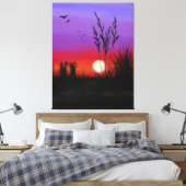 Ruhige Canvas Print Lake Sunset - Aquarell Leinwanddruck (Insitu (Schlafzimmer))
