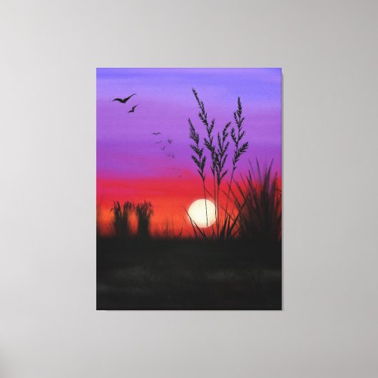 Ruhige Canvas Print Lake Sunset - Aquarell Leinwanddruck (Vorderseite)