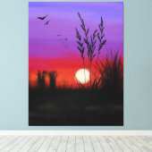 Ruhige Canvas Print Lake Sunset - Aquarell Leinwanddruck (Insitu (Holzboden))