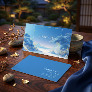 Ruhige Chinoiserie Winter Blau Kiefer Gold Rahmen Visitenkarte