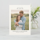 Ruhige Cremefarbene Rustikale Fotografie Save The Date (Stehend Vorderseite)