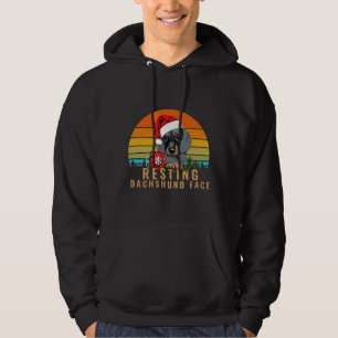 Ruhige Dackel Hunde Gesicht Frohe Weihnachts Retro Hoodie