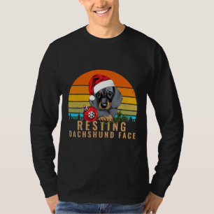Ruhige Dackel Hunde Gesicht Frohe Weihnachts Retro T-Shirt