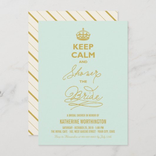 Ruhige Dusche behalten Das Bride Brautparty lädt e Einladung (Vorne/Hinten)