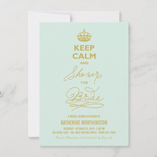 Ruhige Dusche behalten Das Bride Brautparty lädt e Einladung (Vorderseite)