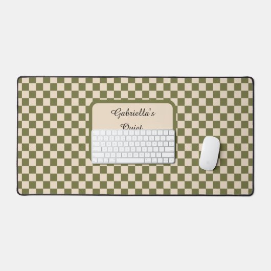 Ruhige Ecke Grün und Beige Checkered Desk Mat Schreibtischunterlage (Tastatur & Maus)