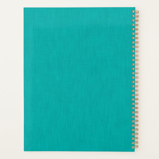 Ruhige & einfache Türkis strukturierte Hintergrund Planer (Rückseite)