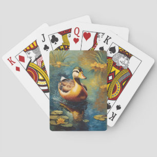 Ruhige Ente auf einem Teich künstlerische Malerei Spielkarten